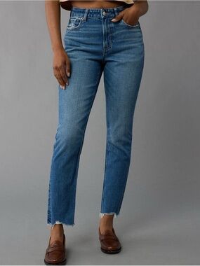 American Eagle Strigid Mom Jean Deep Sea Blue Denim Size 8 NWT High Rise